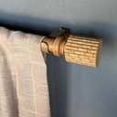 Adjustable 36-72 Inch Long Faux Wood Curtain Rods for Windows 24-68 Inch, 1 Inch Diameter Single Rod Heavy Duty Boho Decorative Window Drapery Rod with Bamboo/Rattan-style Finials for Farmhouse