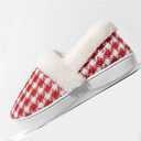 UBFEN Womens Mens Slippers Memory Foam Comfort Fuzzy Plush Lining Slip On House Shoes (9-10 Women/7-8 Men, White Red)