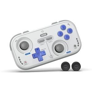 IINE Retro Pocket Wireless Game Controller Compact Gamepad with Hall Effect Joysticks, Customizable Buttons, 1000Hz Polling Rate Compatible with PC, Switch, Mobile, Steam Deck, Tablet (Grey)