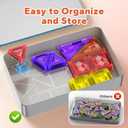 80PCS Mini Magnetic Tiles, Diamond Pattern Travel Magnetic Tiles Building Set with Case, Construction Toys for Kids 4-8 Portable Classroom Educational Learning Toddler Toys for Boys Girls Gift Ages 3+