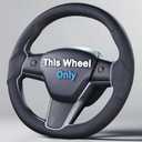 Steering Wheel Cover for 2017-2023 Tesla Model 3 2020-2024 Tesla Model Y, Leather Steering Wheel Cover for Tesla Model 3/Y Accessories, Black