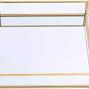 Sooyee Gold Tray Mirror, Square Mirror Tray can Hold Jewelry, Perfume, Makeup, Breakfast, Tea, Food, Magazine and More, Decorative Tray for Vanity, Dresser, Bathroom, Bedroom, Office, Garden, Coffee Table (8x8)