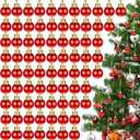 Poen 200 Pieces Mini Christmas Ball Ornaments 0.79 Inch Xmas Tree Balls Colorful Miniature Tree Ornaments Plastic Pendant for Holiday Party Decoration(Bright Red,0.79 Inch)