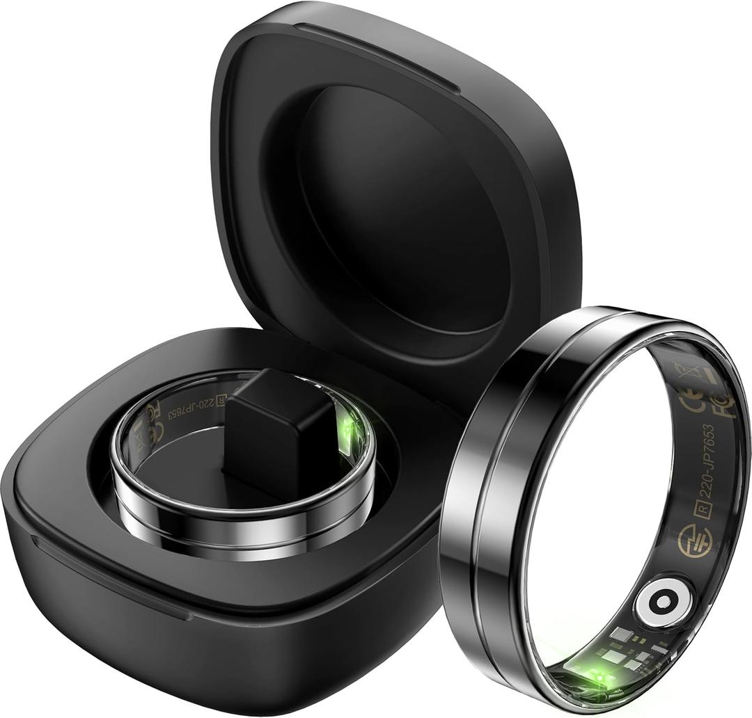 Ultra Thin Smart Ring Heart Rate Monitor Sleep Tracker Gesture Control Fitness Tracker Blood Pressure Step Counter Pedometer Waterproof Health Smart Rings for Men Women Anillo inteligente (#8, Black)