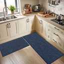 BEQHAUSE Kitchen Runner Rugs 24"x60", Non-Slip Kitchen Mats for Floor, Super Absorbent and Stain Resistant Kitchen Rug, Machine Washable Rugs for Kitchen, Hallway, Laundry & Sink, Blue
