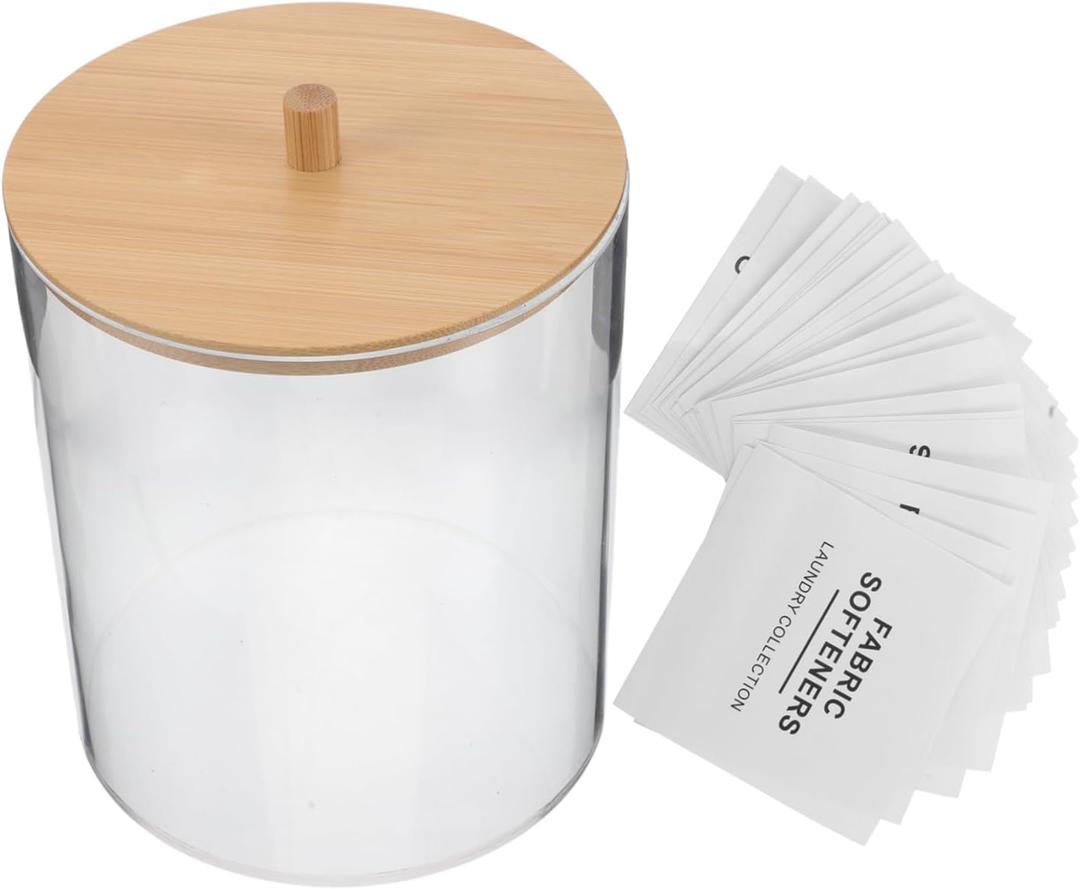 Acrylic Laundry Storage Container Labels Round Tissue Dispenser for Detergent and Softener for Organizing Laundry Room Supplies