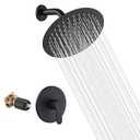 Matte Black Shower Faucet GGStudy Single Function Shower Trim Kit with Rough-in Valve Shower Set Bath Rainfall Shower Faucet System 8inch Round Stainless Steel Metal Shower Head