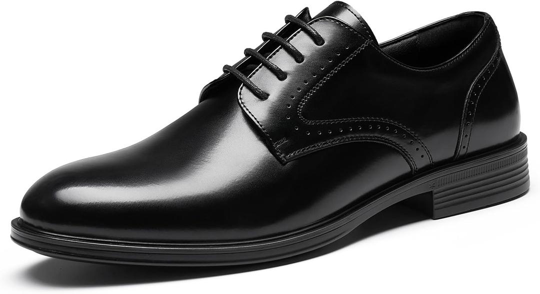 HEEZ Men's Dress Shoes, Classic Oxford Shoes for Men Non Slip, Comfortable Lace Up Plain Toe Derby Shoes for Business Work Formal Wedding Office 12