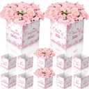 Qunclay 12 Pcs Graduation Box Table Centerpieces 7 Inch Pink Bow Paper Flower Boxes Table Decor Class of 2026 Congrats Grad Party Supplies for High School College Grad Celebration Prom Decoration