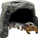 BNOSDM Reptile Hideout,Tortoise Hide Cave,Resin Rock,Bearded Dragon Hideaway,Turtle Basking Platform,Reptiles Habitat Decor Tank Accessories for Lizards Gecko Snakes Chameleon Frogs