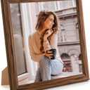 7x7 Wood Frame Brown, Natural Wooden 7x7in Picture Frames, Modern Golden 7 x 7inch Gallery Photo Pic Frame with HD Plexiglass, Horizontal Vertical Wall Mounting Tabletop Display 1Pcs