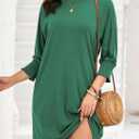 Dokotoo Womens Dresses 2025 Spring 3/4 Sleeve Fashion Dresses Crewneck Casual Mini Dress with Pockets S-XL (Green, M)