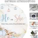 7x5ft Gender Reveal Backdrop He or She What Will Our Little Pumpkin Be Background Pink Blue Pumpkins and Flowers Decorations Banner for Photography