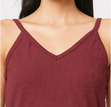 Women's Solid Shoulder Straps Sleeveless Top, Burgundy, M (No Brand)
