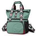 SUNNY BIRD Dual Compartment Lunch Bag Insulated Lunch Box for Women and Men (Green with Boho Strap)