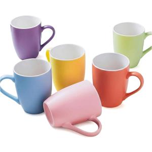 Coffee Mugs Set of 6, 12 Ounces Ceramic Coffee Mugs, Tea Cups with Handle for Men Women for Coffee, Tea, Cappuccino, Cocoa, Cereal (Multi-Color)