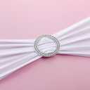 Peomeise 25pcs White Spandex Chair Sashes with Buckle Slider for Wedding, Party Decoration
