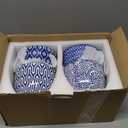 Selamica Ceramic Plant Pots, 5.6 Inch Flower Pots for Indoor Plants with Drainage Hole and Saucer,Home Decor, Set of 4, Vintage Blue