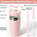 Fimibuke Kids & Toddler Cups, 10 OZ Spill Proof Straw Cups for Toddlers, Leak-Proof Kids Insulated Tumblers with Screw-On Lid & Silicone Straws with Stopper, Stainless Steel Sippy Cup for Girls Boys