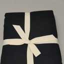 MooMee Flat Top Sheet Only 100% Washed Cotton Linen Like Textured Breathable Durable Soft Comfy (Black, Queen)