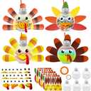 12 Pcs Thanksgiving Turkey DIY Craft Kits,Toddler Thanksgiving Hanging Booze Ball Ornaments Crafts DIY Make a Turkey for Festive Fall Party Classroom Activities Ornament Decorations (Turkey)