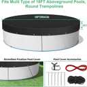 18FT Pool Cover, Solar Pool Covers for Above Ground Pools, Round Pool Cover, Waterproof and UV Resistant, with Ground Nails,Winch and Cable
