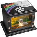 Pet Memorial Urns for Dogs or Cats Ashes, Large Wooden Funeral Pets Memorial Urns with Photo Frame, Cremation Urns Keepsake Memory Box for Loss Pets, Ashes Urn for Pets