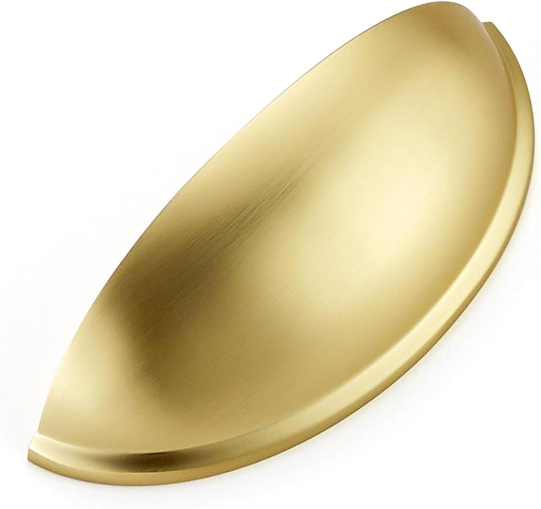 Ravinte 10 Pack 3" Drawer Pulls Brushed Brass Cabinet Cup Pulls Kitchen Hardware Cabinet Handles Drawer Handles Knobs 3 inch Hole Center