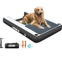 AWSUM Inflatable Dog Water Ramp 4ft x 3.3ft Dog Boat Ramp Floating for Dogs Up to 180LBS On Water Float Ladder Steps for Pool, Dock, Lakes, Black