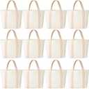 Aliceset 12 Pack Mini Canvas Tote Bags 9.8 x 8.3 x 4.3 Inch Reusable Mini Gift Bags Tote Bag for DIY