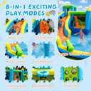 Acpouw Inflatable Bounce House, 7-in-1 Water Slide Bouncer | With 480W Blower, Climbing Wall, Jumping Area, Water Cannon, Splash Pool and Basketball Hoop, Indoor Outdoor Backyard