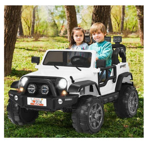 TQ10152US-WH- 12V 2-Seater Ride on Car Truck Toy with Remote Control & Storage Room, White, Only Electrics and Frame No Shell and Wheels