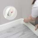 COUKIU Flexible Baseboard Molding Trim, Peel and Stick Rubber Wall Base Moulding Trim, 4 Inch x 10 Feet Self-Adhesive Vinyl Wall Base Cove Base (Pure White)