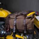 Trip Machine Company Motorcycle Genuine Leather Outlaw Saddlebag Bag with Mounting Strap and Rain Cover (Dark Brown, 17 L)