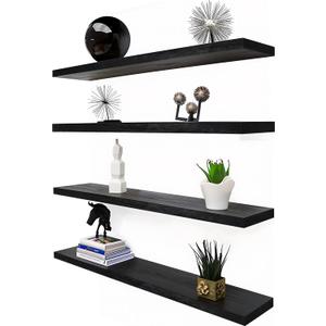 GXYAWPJ 36 Inch Floating Shelves for Wall Rustic Black Wood Wall Shelves for Bedroom Set of 4