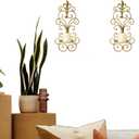 Wall Sconces Candle Holder Set of 2, Metal Wall Decorations Hanging Wall Mounted Candle Sconces for Living Room Dining Room (Gold)