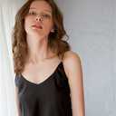 Wantschun Womens Silk Satin Camisole Cami Plain Strappy Vest Top T-Shirt Blouse Tank Shirt V-Neck Spaghetti Strap XS-4X (Black, XXXL)