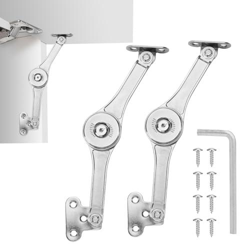 HBL' 2 Pack | Lid Support Hinges Heavy Duty Lid Stay Hinge – 110° Open Angle, Free Stop, Tension Adjustable, Supports Up to 50LBS for Upper Cabinets & RV Cabinets.