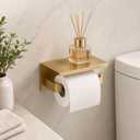 Luxury 5-Piece Bathroom Hardware Set with 23.6" Double Towel Bar and Toilet Paper Holder Shelf, Wall Mounted Bathroom Accessories, Modern Square Design SUS304 Stainless Steel Solid Metal, Brushed Gold
