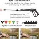 High Pressure Washer Spray Gun kit with Jet Wand and 5 Spray Nozzle Tips, Compatible with for Karcher, Ryobi, Powerstroke Pressure Washer- 2000 PSI MAX