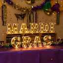 9Pcs Mardi Gras Light Up Letters, Mardi Gras LED Letters Lights, Battery Powered Marquee Light with Golden Mirror Surface for Mardi Gras Table Decorations Party - Mardi Gras Party Decor Table Centerpieces Wall Sign