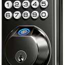 Veise Fingerprint Door Lock, Keyless Entry, Auto Lock, Electronic Keypad Deadbolt for Front Door, Biometric, Anti-Peeking Password, Easy Install, Matte Black