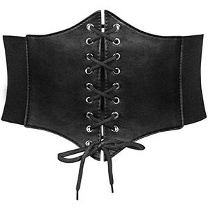 JASGOOD Women’s Elastic Costume Waist Belt Lace-up Tied Waspie Corset Belts for Women, Size M