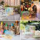 OurWarm Iridescent Acrylic Wedding Card Box with String Light, DIY Gift Card Box for Wedding Reception, Wedding Envelope Money Card Boxes Holder for Party Graduation Baby Shower Birthday Decorations