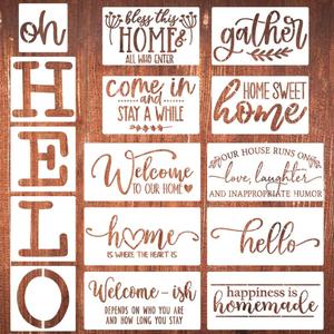 Welcome Stencils for Painting 12 Oh Hello Stencils Welcome-ish Stencil Gather Plastic Templates for Drawing on Wood/Mat/Round Door Hanger