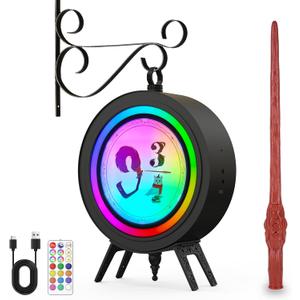 Harry Decorations LED Night Light: with Wand Remote, Double-Sided RGB Vintage Lamp, for Wall or Table Lighting, Smart Night Mode, 84H Runtime, Wizard-Themed Christmas Halloween & Birthday Gift