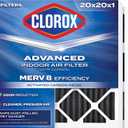 Clorox 20x20x1 Air Filter, MERV 8 with Carbon, Reduces Pet Smells, Cooking Smells and More, Pleated HVAC AC Furnace Filter, 4-Pack (Actual Size 19.75 x 19.75 x 0.75), Made in USA