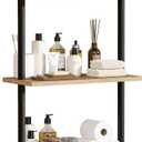 Tinpin Bathroom Shelves Wall Mounted, 3Tier Rustic Wood Wall Shelf, 17.3 inch Industrial Pipe Floating Shelf for Bathroom,Kitchen,Bedroom,Living Room,Brown