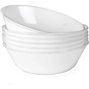 DELLING 1.3 Qt / 43 Oz Serving Bowls Set for Pasta, Salad and More - 6 Pack White Dishes