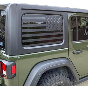 Zxiaochun Rear Window American Flag Decal Fits Jeep Wrangler JK JKU 2011-2015 2016 2017 2018 (4-Door Version), Precut Back Side Window Glass USA Flag Vinyl Sticker Exterior Accessories (Matte Black)